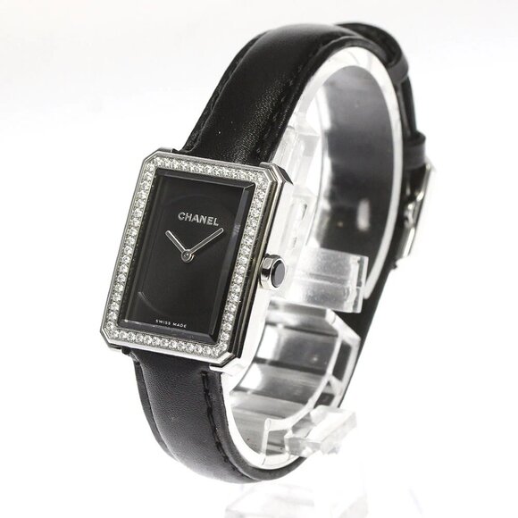 CHANEL boy friend H4884 Diamond Bezel Black Dial Quartz Ladies Watch_744353 - Picture 1 of 6